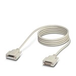 Konfekcjonowany kabel D-SUB, ekranowany, 15-polowy, elastyczny (7-drutowy), kolor kabla RAL 7000 (szary), stopień ochrony IP20, głowica 1 z gniazdem shell 2 i prostym odejściem kabla, głowica 2 ze stykiem męskim shell 2 i prostym odejściem kabla, długość: 2 m