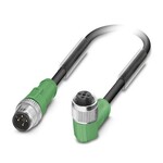 Kabel czujnika/urządzenia wykonawczego, 4-bieg., PUR bez halogenów, czarno-szary (RAL 7021), Wtyki proste M12, kodowanie: A, na Gniazdo kątowy M12, kodowanie: A, długość kabla: 0,3 m