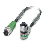 Kabel czujnika/urządzenia wykonawczego, 4-bieg., PUR bez halogenów, czarno-szary (RAL 7021), Wtyki proste M12, kodowanie: A, z 3 LED, na Gniazdo kątowy M12, kodowanie: A, z 3 LED, długość kabla: 5 m