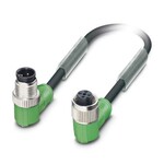 Kabel czujnika/urządzenia wykonawczego, 4-bieg., PUR bez halogenów, czarno-szary (RAL 7021), Wtyki kątowy M12, kodowanie: A, na Gniazdo kątowy M12, kodowanie: A, długość kabla: 0,3 m