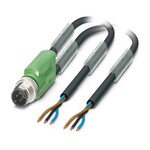 Kabel czujnika/urządzenia wykonawczego, 3-bieg., PUR bez halogenów, czarno-szary (RAL 7021), nieekranowany, Wtyki proste M12, kodowanie: A, na wolny koniec przewodu i wolny koniec przewodu, długość kabla: 1,5 m