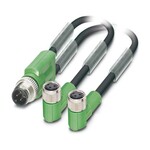 Kabel czujnika/urządzenia wykonawczego, 3-bieg., PUR bez halogenów, czarno-szary (RAL 7021), Wtyki proste M12, kodowanie: A, na Gniazdo kątowy M8, kodowanie: A i Gniazdo kątowy M8, kodowanie: A, długość kabla: 0,6 m