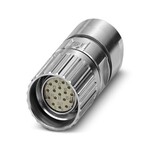 Złącze kablowe M23 PRO, proste, 16-biegunowe, gniazdo, przyłącze lutowane, ekranowane, kodowanie N, blokada śrubowa, średnica kabla 6-10 mm