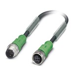 Kabel czujnika/urządzenia wykonawczego, 3-bieg., PUR bez halogenów, czarno-szary (RAL 7021), Wtyki proste M12, kodowanie: A, na Gniazdo proste M12, kodowanie: A, długość kabla: 1,5 m