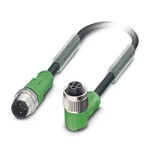 Kabel czujnika/urządzenia wykonawczego, 3-bieg., PUR bez halogenów, czarno-szary (RAL 7021), Wtyki proste M12, kodowanie: A, na Gniazdo kątowy M12, kodowanie: A, długość kabla: 3 m