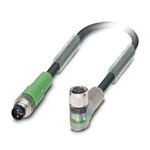 Kabel czujnika/urządzenia wykonawczego, 3-bieg., PUR bez halogenów, czarno-szary (RAL 7021), Wtyki proste M8, kodowanie: A, z 2 LED, na Gniazdo kątowy M8, kodowanie: A, z 2 LED, długość kabla: 1 m