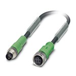 Kabel czujnika/urządzenia wykonawczego, 3-bieg., PUR bez halogenów, czarno-szary (RAL 7021), Wtyki proste M8, kodowanie: A, na Gniazdo proste M12, kodowanie: A, długość kabla: 3 m