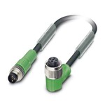 Kabel czujnika/urządzenia wykonawczego, 3-bieg., PUR bez halogenów, czarno-szary (RAL 7021), Wtyki proste M8, kodowanie: A, na Gniazdo kątowy M12, kodowanie: A, długość kabla: 3 m