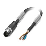Kabel czujnika/urządzenia wykonawczego, 4-bieg., PUR bez halogenów, czarno-szary (RAL 7021), ekranowany (Advanced Shielding Technology), Wtyki proste M12, kodowanie: A, na wolny koniec przewodu, długość kabla: 10 m