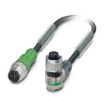 Kabel czujnika/urządzenia wykonawczego, 5-bieg., PUR bez halogenów, czarno-szary (RAL 7021), Wtyki proste M12, kodowanie: A, z 3 LED, na Gniazdo kątowy M12, kodowanie: A, z 3 LED, długość kabla: 1,5 m