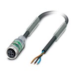 Kabel czujnika/urządzenia wykonawczego, 3-bieg., PUR bez halogenów, czarno-szary (RAL 7021), wolny koniec przewodu, na Gniazdo proste M12, kodowanie: A, z 2 LED, długość kabla: 5 m
