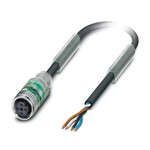 Kabel czujnika/urządzenia wykonawczego, 4-bieg., PUR bez halogenów, czarno-szary (RAL 7021), wolny koniec przewodu, na Gniazdo proste M12, kodowanie: A, z 2 LED, długość kabla: 3 m
