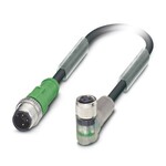 Kabel czujnika/urządzenia wykonawczego, 3-bieg., PUR bez halogenów, czarno-szary (RAL 7021), Wtyki proste M12, kodowanie: A, z 2 LED, na Gniazdo kątowy M8, kodowanie: A, z 2 LED, długość kabla: 3 m