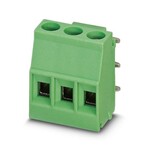 Zacisk płytki drukowanej nie wtykowy, prąd znamionowy: 24 A, napięcie znamionowe (III/2): 400 V, przekrój znamionowy: 2,5 mmsup2/sup, liczba potencjałów: 3, liczba rzędów: 1, liczba pinów na rząd: 3, rodzina produktów: MKDSO 2,5/..-R, raster: 5 mm, rodzaj przyłącza: Zacisk śrubowy z tuleją zaciskową, montaż: Lutowanie na fali, kierunek przyłączania przewód/płytka: 0 °, kolor: zielony, Układ pinów: Liniowe ustawienie kołków, Długość pinu P: 3,5 mm, liczba pinów lutow