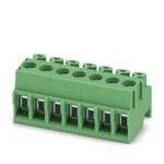 Złącze do PCB, przekrój znamionowy: 1,5 mmsup2/sup, kolor: zielony, prąd znamionowy: 8 A, napięcie znamionowe (III/2): 200 V, powierzchnia styku: Sn, sposób połączenia styku: Gniazdo, liczba potencjałów: 7, liczba rzędów: 1, liczba biegunów: 7, ilość przyłączy: 7, rodzina produktów: PT 1,5/..-PH, raster: 3,5 mm, rodzaj przyłącza: Zacisk śrubowy z pałąkiem chroniącym żyły, kształt gniazda śruby: L Nacięcie wzdłużne, kierunek przyłączania przewód/płytka: 0 °, sy