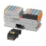 Axioline F, Cyfrowy moduł wyjściowy, Wyjścia cyfrowe: 16, 24 V DC, 500 mA, technika przyłączeniowa: 3-żyłowe, prędkość transmisji w magistrali lokalnej: 100 Mb/s, stopień ochrony: IP20, wraz z modułem gniazda magistrali i wtykami Axioline F