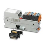 Axioline F, Cyfrowy moduł wyjściowy, Wyjścia cyfrowe: 8, 24 V DC, 2 A, technika przyłączeniowa: 2-przewodowa, prędkość transmisji w magistrali lokalnej: 100 Mb/s, stopień ochrony: IP20, wraz z modułem gniazda magistrali i wtykami Axioline F
