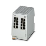 Managed Switch 2000 seria, 16 Porty RJ45 10/100/1000 Mb/s, stopień ochrony: IP20, Temperatura otoczenia (praca): 0 °C ... 60 °C, Zakres napięcia zasilania: 18 V DC ... 32 V DC, PROFINET Conformance Class A, Proces rozwoju certyfikowany zgodnie z normą IEC 62443-4-1, Certyfikat produktu wg IEC 62443-4-2