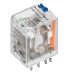 Miniaturowy przekaźnik przemysłowy, 24 V DC, Zielona dioda LED, 4 zestyk przełączny (AgNi platerowane złotem), 250 V AC, 5 A, Dostępność przycisku te, DRM570024LT AU