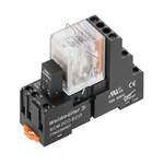 Moduł przekaźnikowy, 24 V AC, Czerwona dioda LED, 2 zestyk przełączny (AgNi złocone cienkowarstwowo), 250 V AC, 10 A, złącze śrubowe, DRMKIT 24VAC 2CO LD