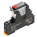 Moduł przekaźnikowy, 24 V AC, Czerwona dioda LED, 2 zestyk przełączny (AgSnO), 250 V AC, 5 A, złącze śrubowe, DRIKIT 24VAC 2CO LD/PB