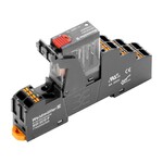 Moduł przekaźnikowy, 24 V AC, Czerwona dioda LED, 2 zestyk przełączny (AgSnO), 250 V AC, 5 A, PUSH IN, DRIKITP 24VAC 2CO LD/PB
