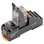 Moduł przekaźnikowy, 24 V AC, Czerwona dioda LED, 4 zestyk przełączny (AgNi złocone cienkowarstwowo), 250 V AC, 5 A, PUSH IN, DRMKITP 24VAC 4CO LD/PB