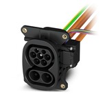 CHARX connect universal, DC CCS Typ 2, Gniazdo pojazdu, 500 A w Boost mode, 325 A trwale, 1000 V DC, Pojedyncze przewody podłączone z jednej strony, długość: 6 m, siłownik blokady: 12 V, 4-pinowe, Montaż od zewnątrz lub od wewnątrz urządzenia, M6, obudowa: czarny, do ładowania prądem stałym (DC), IEC 62196-1, IEC 62196-2, W zestawie znajduje się osłonka do styków DC.