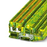 Zacisk przewodu ochronnego, ilość przyłączy: 4, rodzaj przyłącza: Przyłącze wtykowe / Push-in, przekrój: 0,5 mm2 - 10 mm2, rodzaj montażu: NS 35/7,5, NS 35/15, kolor: zielono-żółty