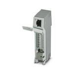 Panel krosowniczy, gniazdo RJ45 na złączki z zaciskiem śrubowym, CAT5e, 10/100/1000 Mbit/s, adapter na szynę DIN, IP20, łącznik ekranu z odciążką