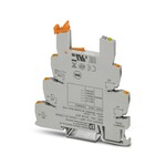 Złączka gniazdowa PLC 6,2 mm zapobiegająca prądom lub napięciom zakłóceniowym po stronie sterowania, z przyłączami Push-in, bez przekaźnika elektromechanicznego lub półprzewodnikowego, do montażu na szynie nośnej NS 35/7,5, ze zintegrowanym filtrem RCZ, 1 zestyk przełączny, napięcie wejściowe: 120 V AC