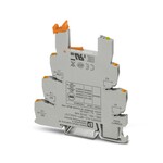 Złączka gniazdowa PLC 6,2 mm z przyłączami Push-in, bez przekaźnika elektromechanicznego lub półprzewodnikowego, do montażu na szynie nośnej NS 35/7,5, 1 zestyk przełączny, napięcie wejściowe: 24 V AC/DC
