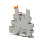 Złączka gniazdowa PLC 6,2 mm z przyłączami Push-in, bez przekaźnika elektromechanicznego lub półprzewodnikowego, do montażu na szynie nośnej NS 35/7,5, 1 zestyk przełączny, napięcie wejściowe: 5 V DC