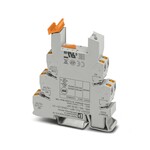 Złączka gniazdowa PLC 14 mm z przyłączami Push-in, bez przekaźnika elektromechanicznego lub półprzewodnikowego, do montażu na szynie nośnej NS 35/7,5, 2 zestyki przełączne, napięcie wejściowe: 120 V AC/DC