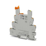 Złączka gniazdowa PLC 6,2 mm do zastosowań w kolejnictwie, z przyłączami Push-in, bez przekaźnika elektromechanicznego lub półprzewodnikowego, zakres od 0,7×UsubN/sub do 1,25×UsubN/sub, zakres temperatur od -25°C do +70°C, 1 zestyk przełączny, napięcie wejściowe: 24 V DC