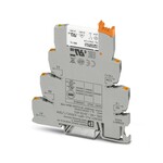 PLC-INTERFACE do funkcji wejściowych, składający się ze złączki gniazdowej PLC-BPT.../SEN z przyłączami Push-in i wtykowym przekaźnikiem miniaturowym z pozłacanym stykiem wielowarstwowym, do montażu na szynie nośnej NS 35/7,5, 1 zestyk zwierny, napięcie wejściowe 230 V AC/220 V DC