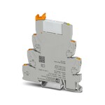 PLC-INTERFACE do funkcji wyjściowych, składający się ze złączki gniazdowej PLC-BPT.../ACT z przyłączami Push-in i wtykowym przekaźnikiem miniaturowym ze stykiem mocy, do montażu na szynie nośnej NS 35/7,5, 1 zestyk zwierny, napięcie wejściowe: 24 V DC