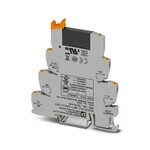 PLC-INTERFACE do funkcji wyjściowych, składający się ze złączki gniazdowej PLC-BPT.../ACT z przyłączami Push-in i wtykowym miniaturowym przekaźnikiem półprzewodnikowym, do montażu na szynie nośnej NS 35/7,5, 1 zestyk zwierny, wejście: 24 V DC, wyjście: 3-33 V DC/3 A