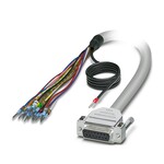 Kabel okrągły konfekcjonowany. przyłącze 1: Pojedyncze żyły (15-bieg.) (Żyły są opisane i zaopatrzone w tulejki. Oplot ekranu jest wyprowadzony do oddzielnego końca kabla.). złącze 2: Listwa styków żeńskich D-SUB (1x 15-bieg.). długość kabla: 6 m