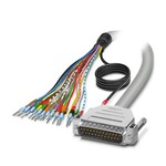 Kabel okrągły konfekcjonowany. przyłącze 1: Pojedyncze żyły (25-bieg.) (Żyły są opisane i zaopatrzone w tulejki. Oplot ekranu jest wyprowadzony do oddzielnego końca kabla.). złącze 2: męskie złącze wtykowe D-SUB (1x 25-bieg.). długość kabla: 6 m