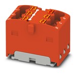 Blok rozdzielczy, Push-in, 450 V / 17,5 A, 6 przyłączy, zakres 0,14–2,5 mm2, montaż na szynie / z kołnierzem, czerwony
