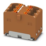 Blok rozdzielczy, Push-in, 450 V / 17,5 A, 6 przyłączy, zakres 0,14–2,5 mm2, montaż na szynie / z kołnierzem, brązowy
