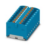 Blok rozdzielczy, Push-in, 450 V / 17,5 A, 18 przyłączy, zakres 0,14–2,5 mm2, montaż na szynie / z kołnierzem, niebieski