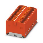 Blok rozdzielczy, Push-in, 450 V / 17,5 A, 18 przyłączy, zakres 0,14–2,5 mm2, montaż na szynie / z kołnierzem, czerwony