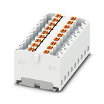Blok rozdzielczy, Push-in, 450 V / 17,5 A, 18 przyłączy, zakres 0,14–2,5 mm2, montaż na szynie / z kołnierzem, biały