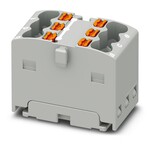 Blok rozdzielczy, gniazdo przekaźnikowe bez PE, Push-in, 450 V / 17,5 A, 6 przyłączy, zakres 0,14–2,5 mm2, montaż na szynie / z kołnierzem, szary