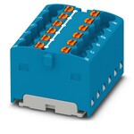Blok rozdzielczy, Push-in, 450 V / 17,5 A, 12 przyłączy, zakres 0,14–2,5 mm2, montaż na szynie / z kołnierzem, niebieski