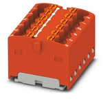 Blok rozdzielczy, Push-in, 450 V / 17,5 A, 12 przyłączy, zakres 0,14–2,5 mm2, montaż na szynie / z kołnierzem, czerwony