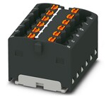 Blok rozdzielczy, Push-in, 450 V / 17,5 A, 12 przyłączy, zakres 0,14–2,5 mm2, montaż na szynie / z kołnierzem, czarny