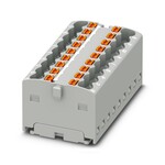 Blok rozdzielczy, gniazdo przekaźnikowe, Push-in, 450 V / 17,5 A, 18 przyłączy, zakres 0,14–2,5 mm2, montaż na szynie / z kołnierzem, szary